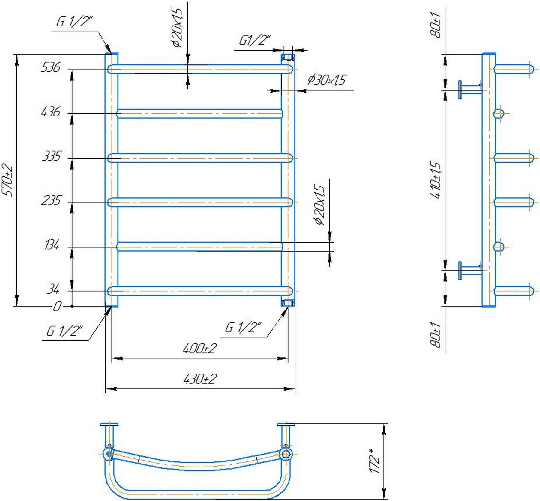 Mario INOX Люкс 570x430/400 (1.074.044575.0) Габаритні розміри