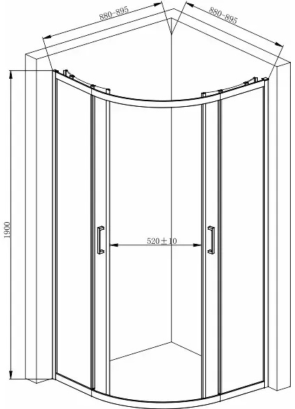 Armaform Elbe Classic 90x90x190 (110-091110) Габаритні розміри