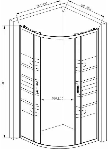 Armaform Elbe Lines 90x90x190 (110-06703) Габаритні розміри