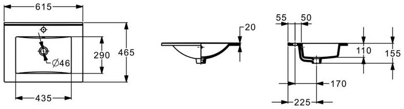 Roca Alpine Unik 800 (A852017606) Габаритные размеры