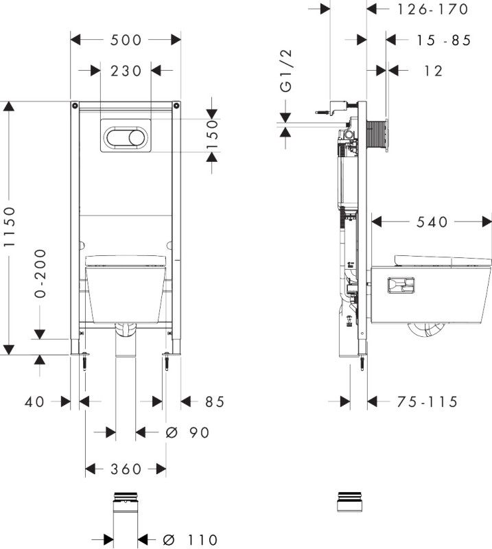 Hansgrohe EluPura Original S 60302450 Габаритні розміри