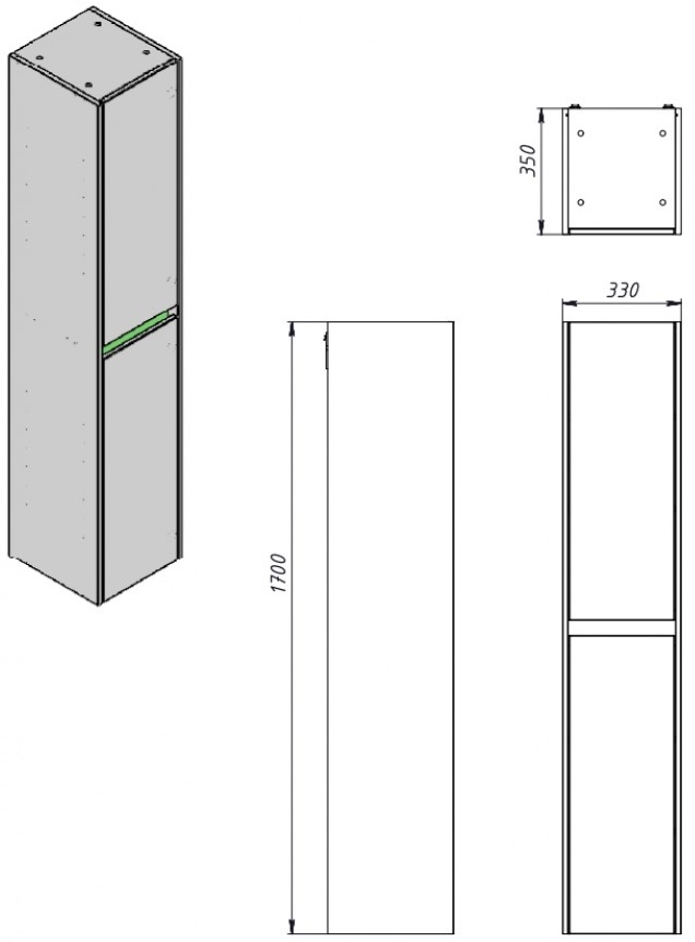 Juventa Luton LtP-170 белый Габаритные размеры