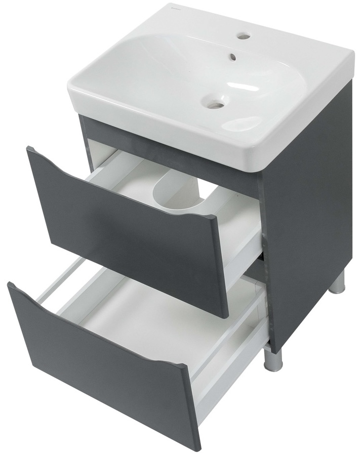 Тумба з умивальником Air-Line 90 Smile Square Grey Matt (SM-90 НС+500.251.01.1) ціна 14400 грн - фотографія 2