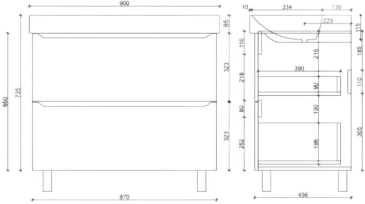 Air-Line 90 Smile Square Grey Matt (SM-90 НС+500.251.01.1) Габаритні розміри