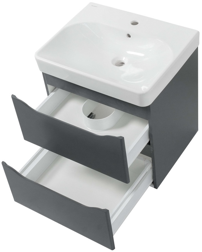 Тумба з умивальником Air-Line 75 Smile Square Grey Matt (SM-75 ПС+500.249.01.1) ціна 11165 грн - фотографія 2