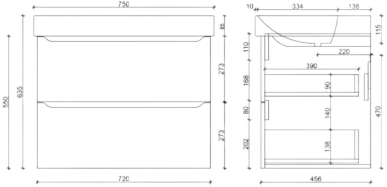 Air-Line 75 Smile Square Grey Matt (SM-75 ПС+500.249.01.1) Габаритні розміри