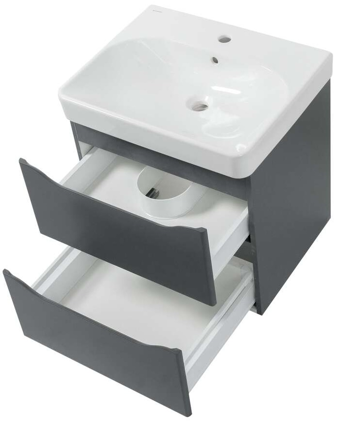 Тумба з умивальником Air-Line 60 Smile Square Grey Matt (SM-60 ПС+500.229.01.1) ціна 9089 грн - фотографія 2