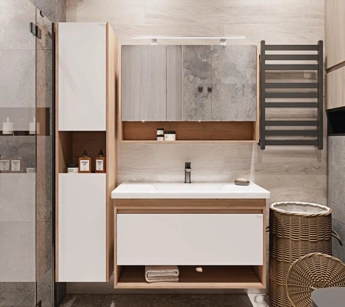 Дзеркало-шафа Radaway Silvia 100 LED Oak matt ціна 5499 грн - фотографія 2