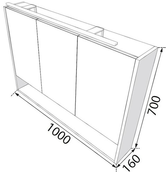 Radaway Silvia 100 LED Oak matt Габаритні розміри
