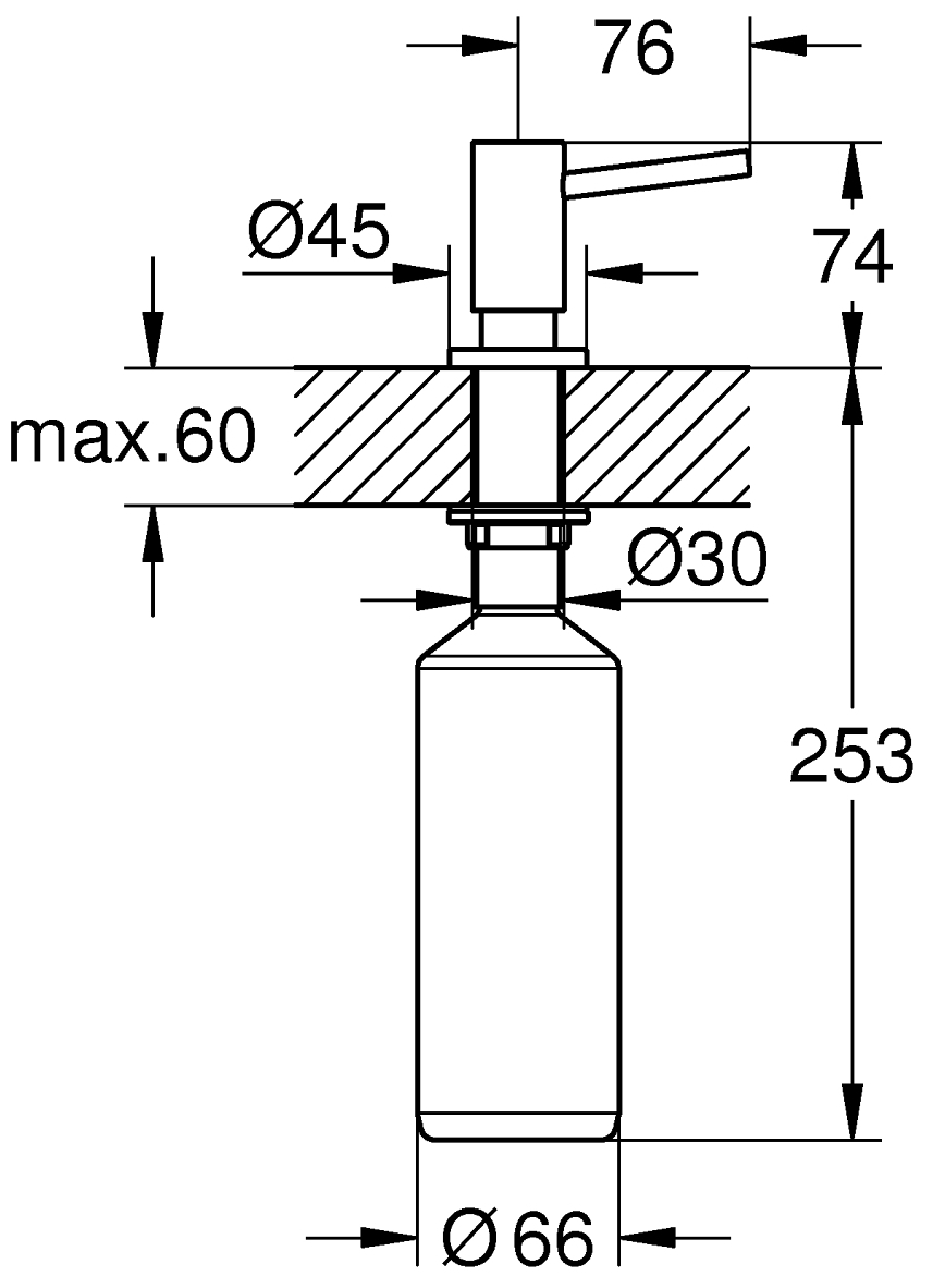 Grohe Cosmopolitan (40535GN0) Габаритные размеры