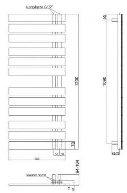 Instal Projekt Nameless NAME-50/120C12 (GC 04C3) 500x1186 Graphite Габаритные размеры