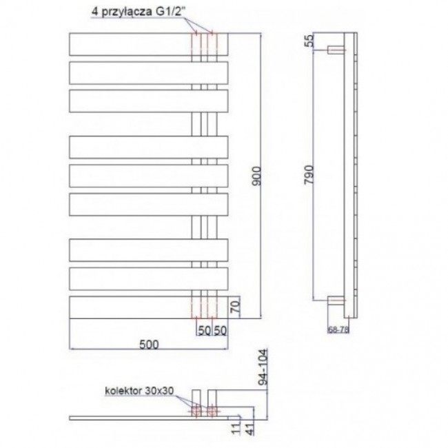 Instal Projekt Nameless Nam-50/90C31 500x930 Black Габаритні розміри
