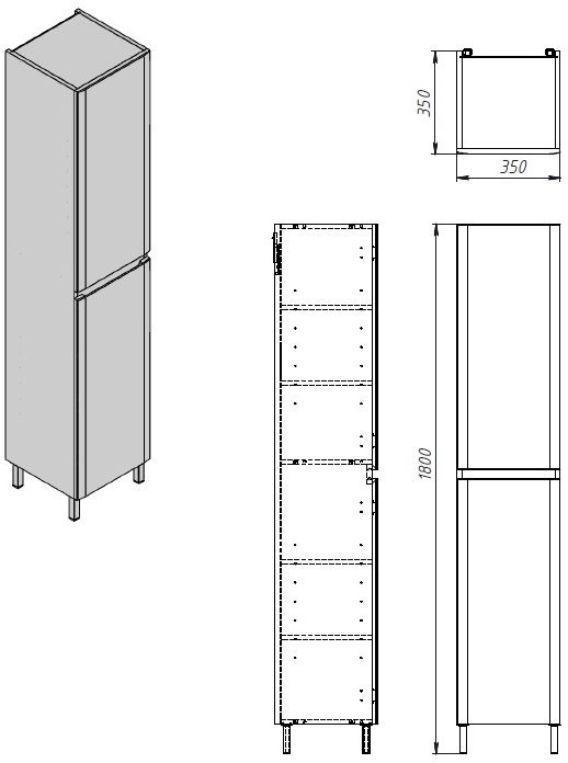 Air-Line Emily білий (EmP-170) Габаритні розміри