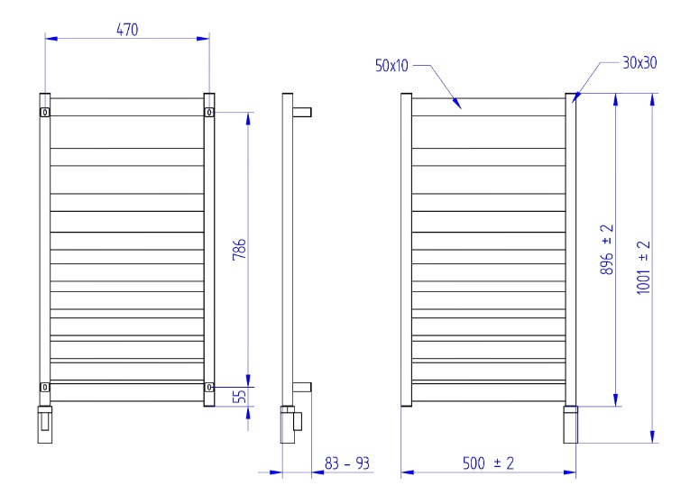 Instal Projekt Belti Bel-50/90C35 896x500 White Габаритные размеры
