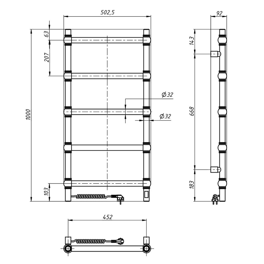 Flyme Retro 500×1000 Sensor R Габаритные размеры