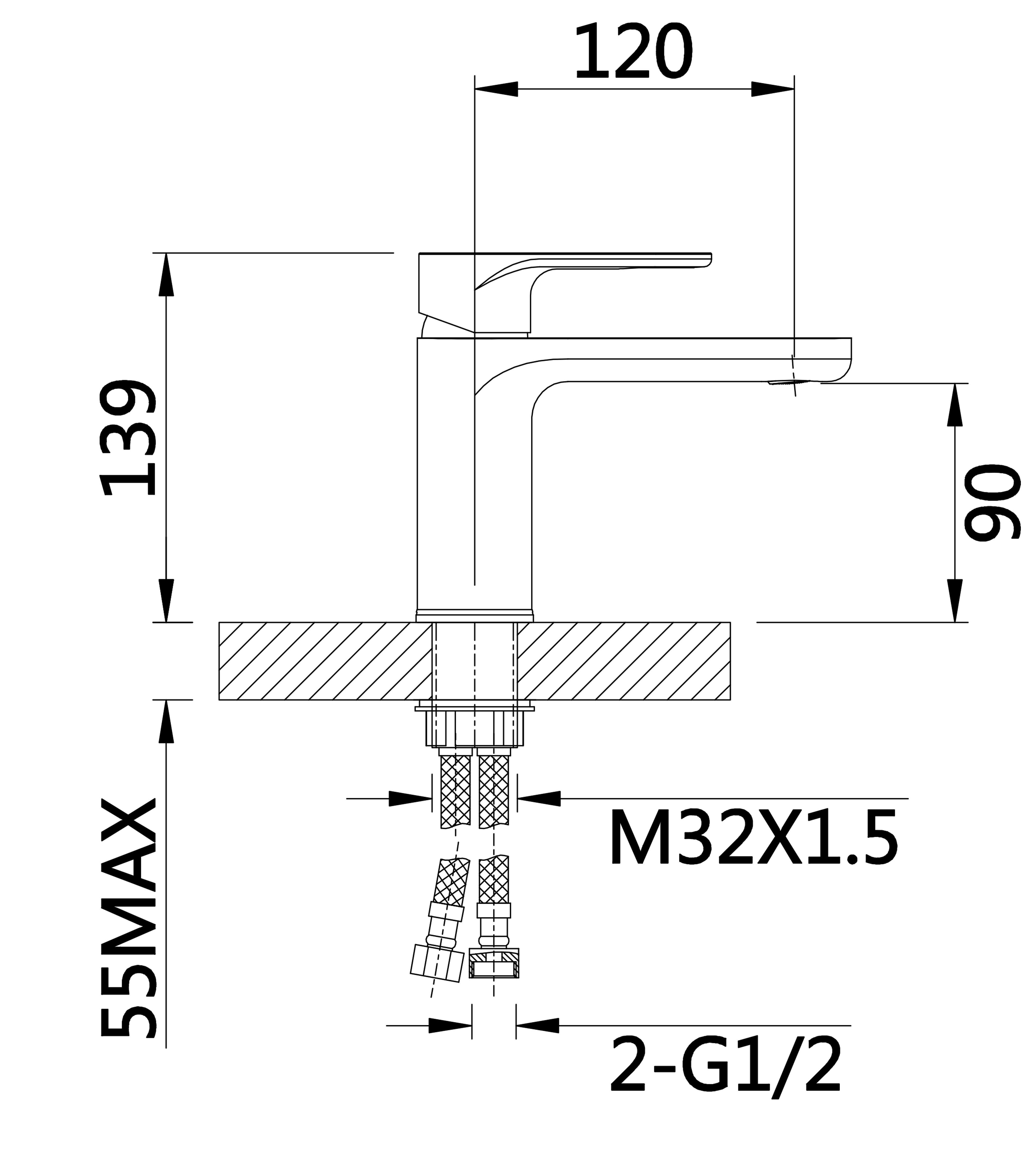 Q-Tap Jay QTJAY270CRW45551 Chrome/White Габаритные размеры