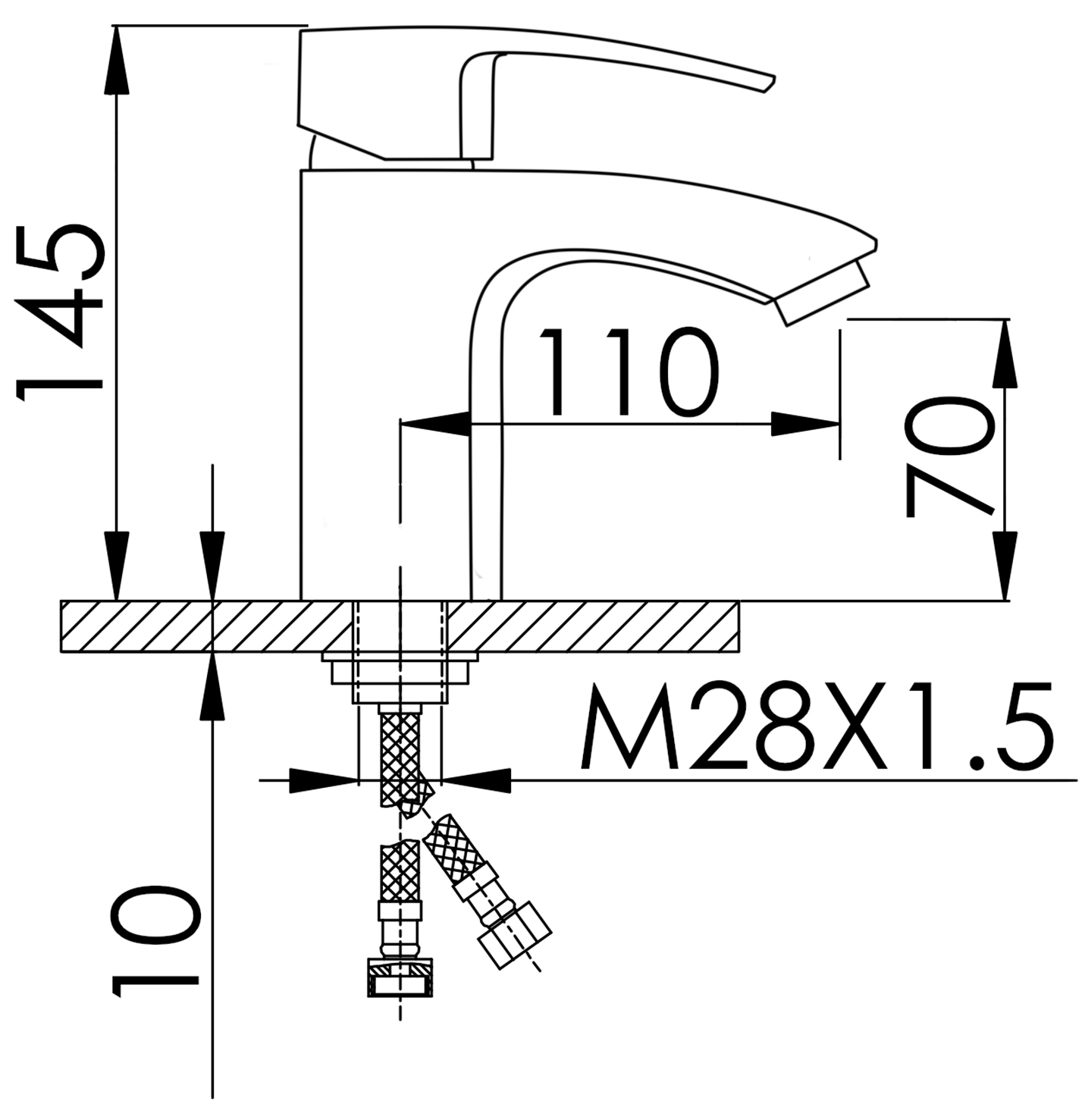Q-Tap Swan Eco QTSWA270CRM45532 Chrome Габаритные размеры