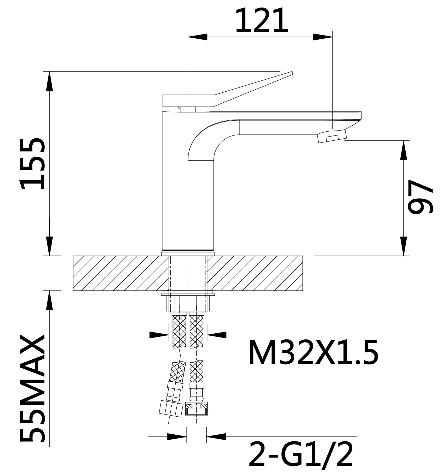 Q-Tap Presto QTPRE270CRM45571 Chrome Габаритні розміри