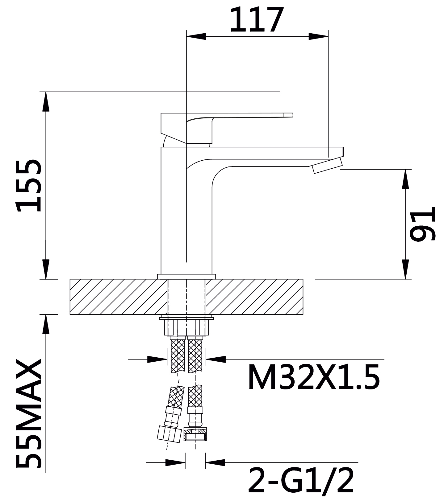 Q-Tap Aries QTARI270CRM45557 Chrome Габаритні розміри