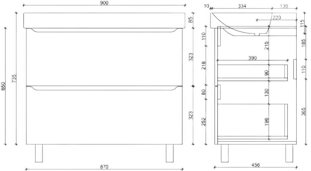 Air-Line 90 Smile Square White matt (SM-90 НБ+500.251.01.1) Габаритні розміри