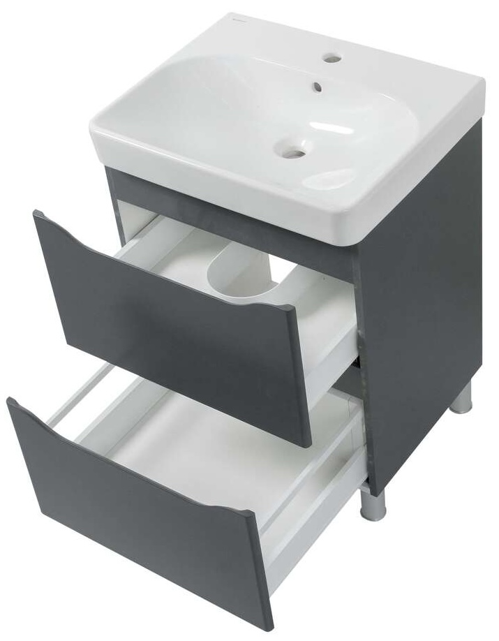 Тумба з умивальником Air-Line 60 Smile Square Grey matt (SM-60 НС+500.229.01.1) ціна 9599 грн - фотографія 2