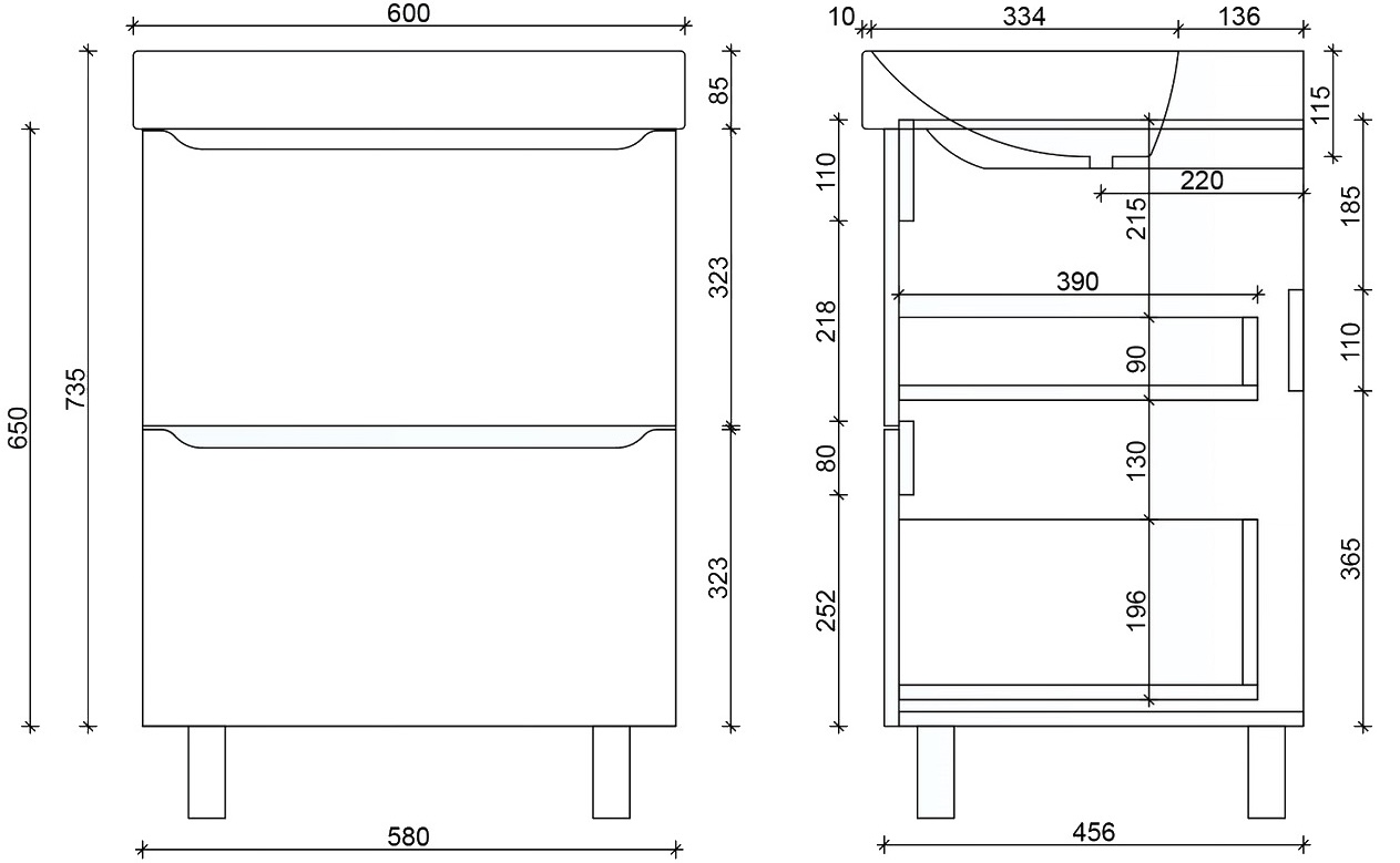 Air-Line 60 Smile Square Grey matt (SM-60 НС+500.229.01.1) Габаритні розміри