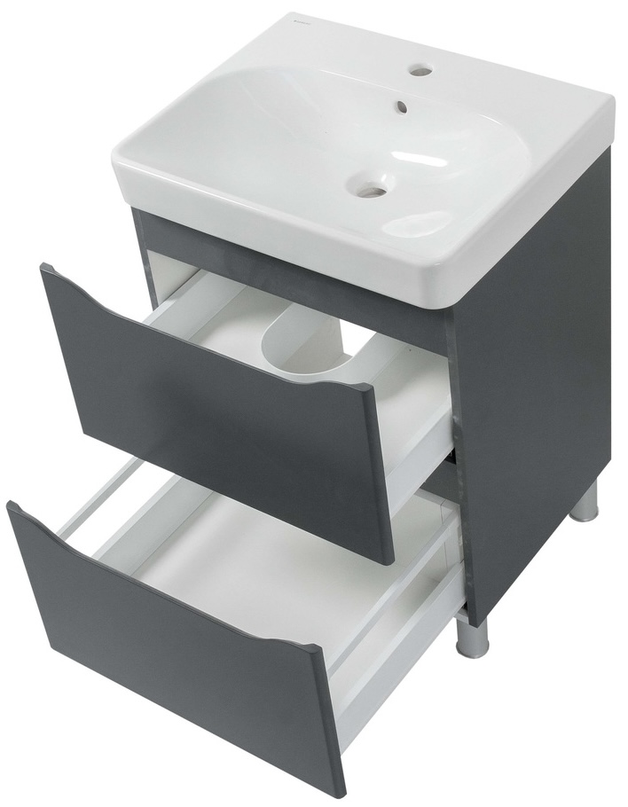 Тумба з умивальником Air-Line 75 Smile Square Grey matt (SM-75 НС+500.249.01.1) ціна 11529 грн - фотографія 2