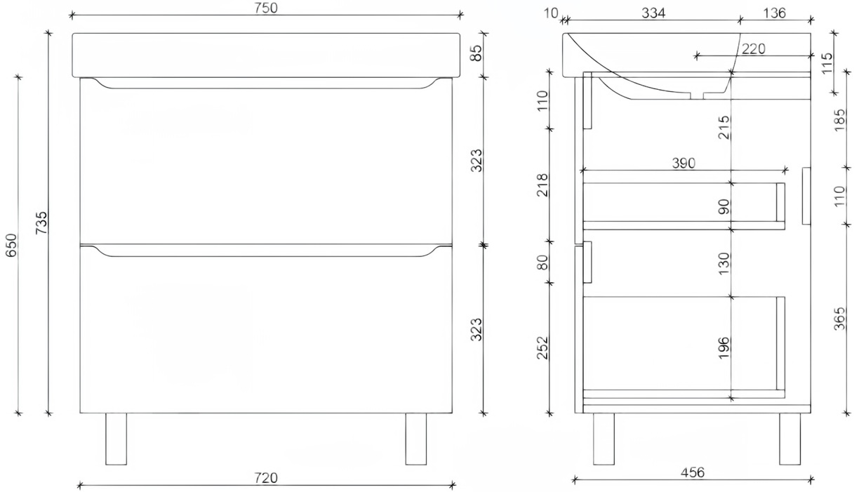 Air-Line 75 Smile Square Grey matt (SM-75 НС+500.249.01.1) Габаритні розміри