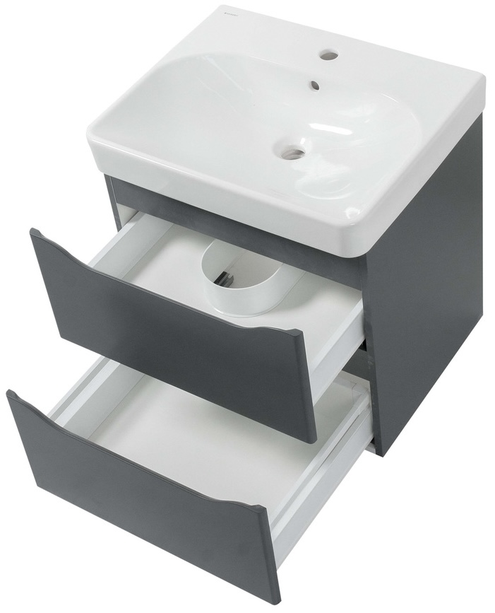 Тумба з умивальником Air-Line 90 Smile Square Grey matt (SM-90 ПС+500.251.01.1) ціна 13999 грн - фотографія 2