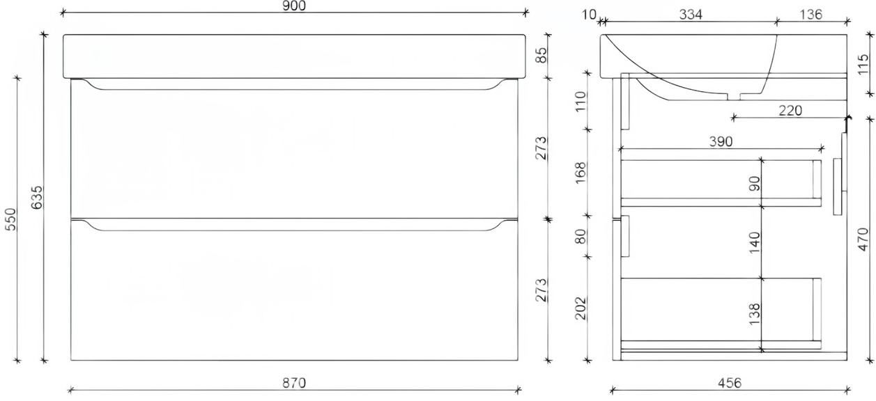 Air-Line 90 Smile Square Grey matt (SM-90 ПС+500.251.01.1) Габаритні розміри