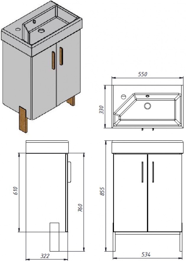 Juventa Manhattan чорний (Mh-55) Габаритні розміри