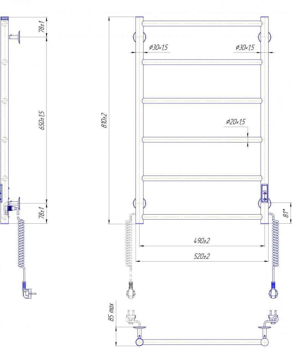 Mario Классик F HP-I 800x530/75 TR K (2.3.0703.10.S) Габаритные размеры
