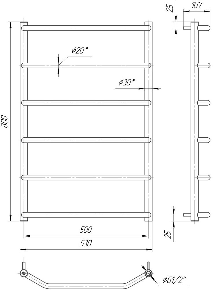 Mario Трапеція HP 800х530/500 (1.3.2802.01.S) Габаритні розміри