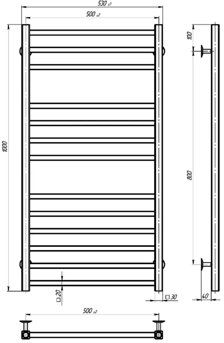 Devit Universal П13 500х1000 (UN5001000EBS) Габаритні розміри