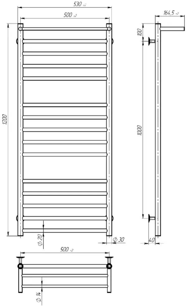 Devit Allround П15 500х1200 (AL5001200EBS) Габаритні розміри