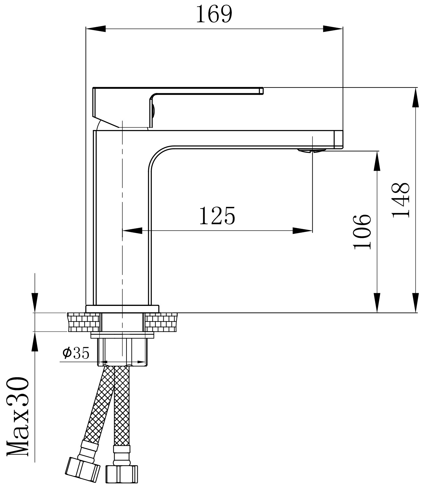 Q-Tap Gemini QTGEM270GMB45676 Gunmetal Black PVD Габаритні розміри