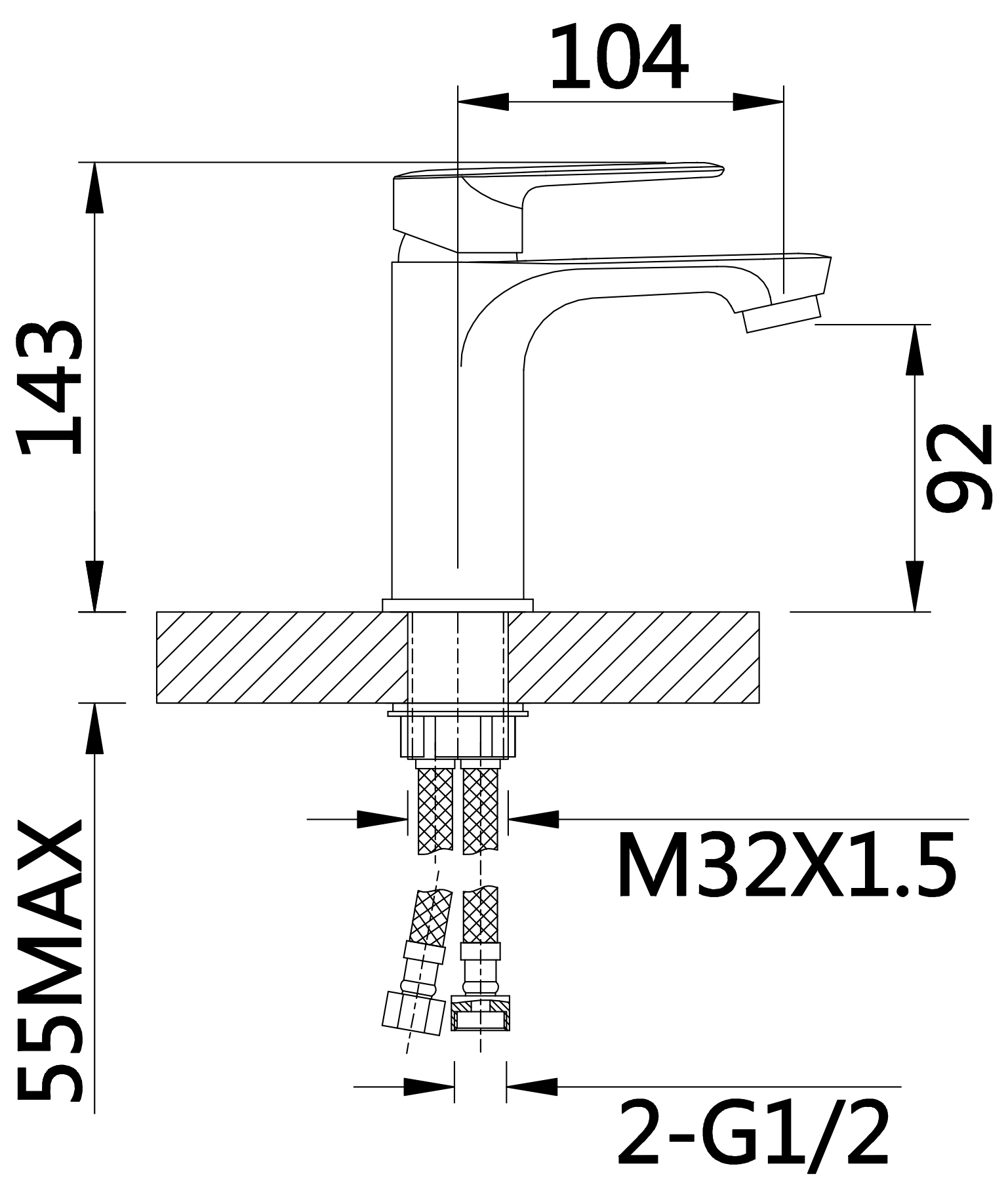 Q-Tap Leo New QTLEO270CRM45561 Chrome Габаритні розміри