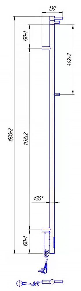 Mario Рей 1500х30/130 TR (2.21.1103.15.S) Габаритні розміри