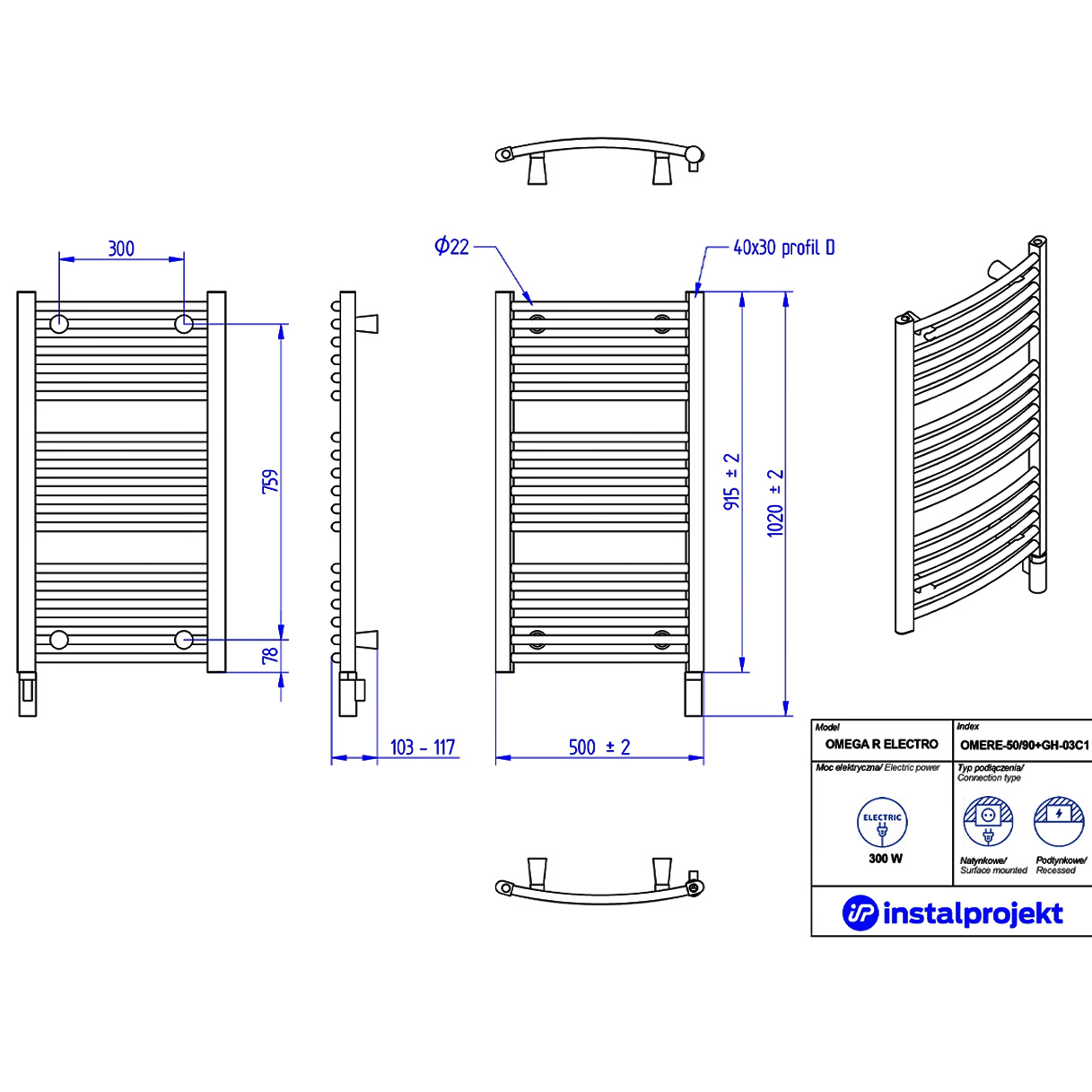Instal Projekt OMERE-50/90 (YUUKI-03C1) White Габаритні розміри