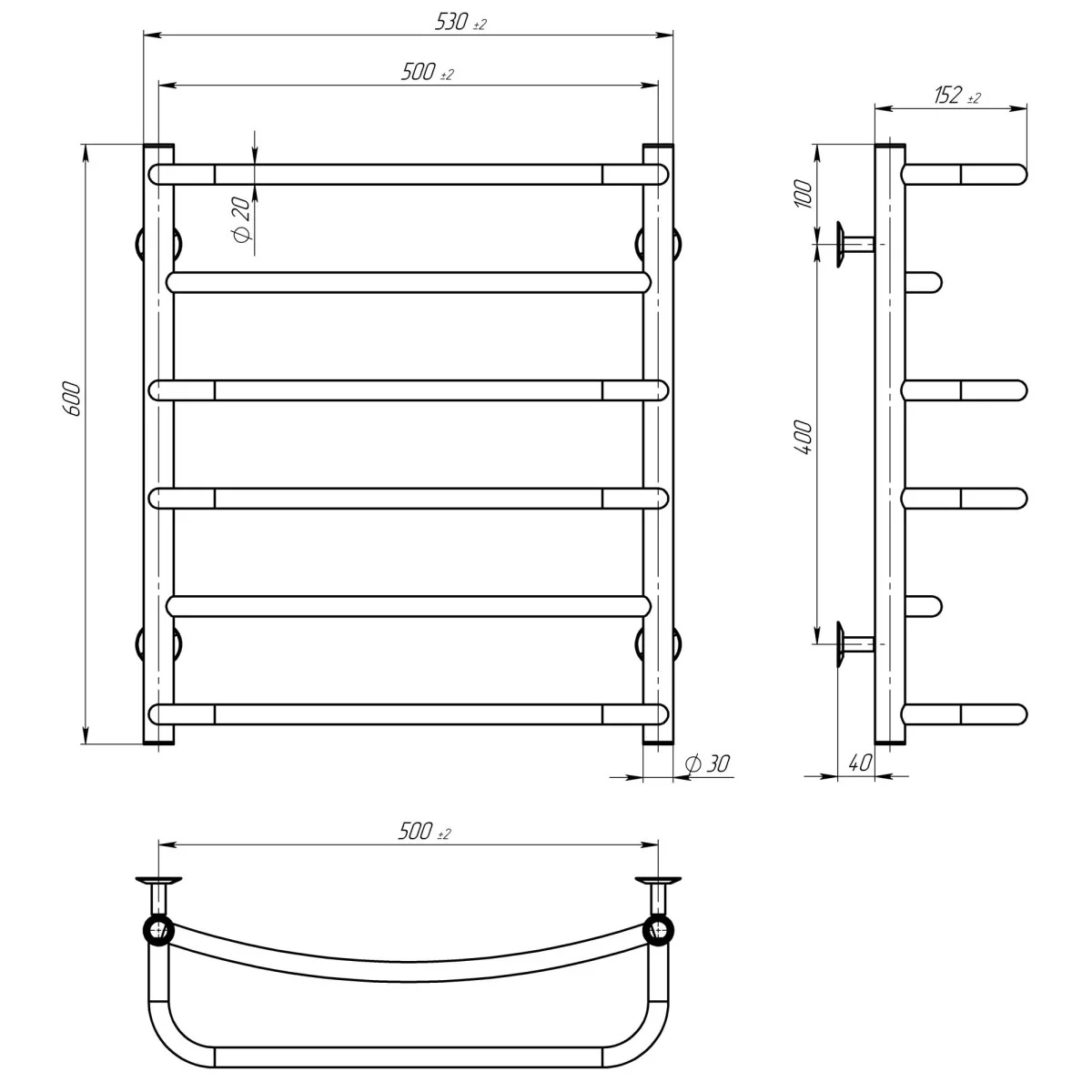 Deffi Аквамикс П6 500*600 Хром, JD03, Правое подключение (C.AM.60.50.6.E.C.R.1) Габаритные размеры