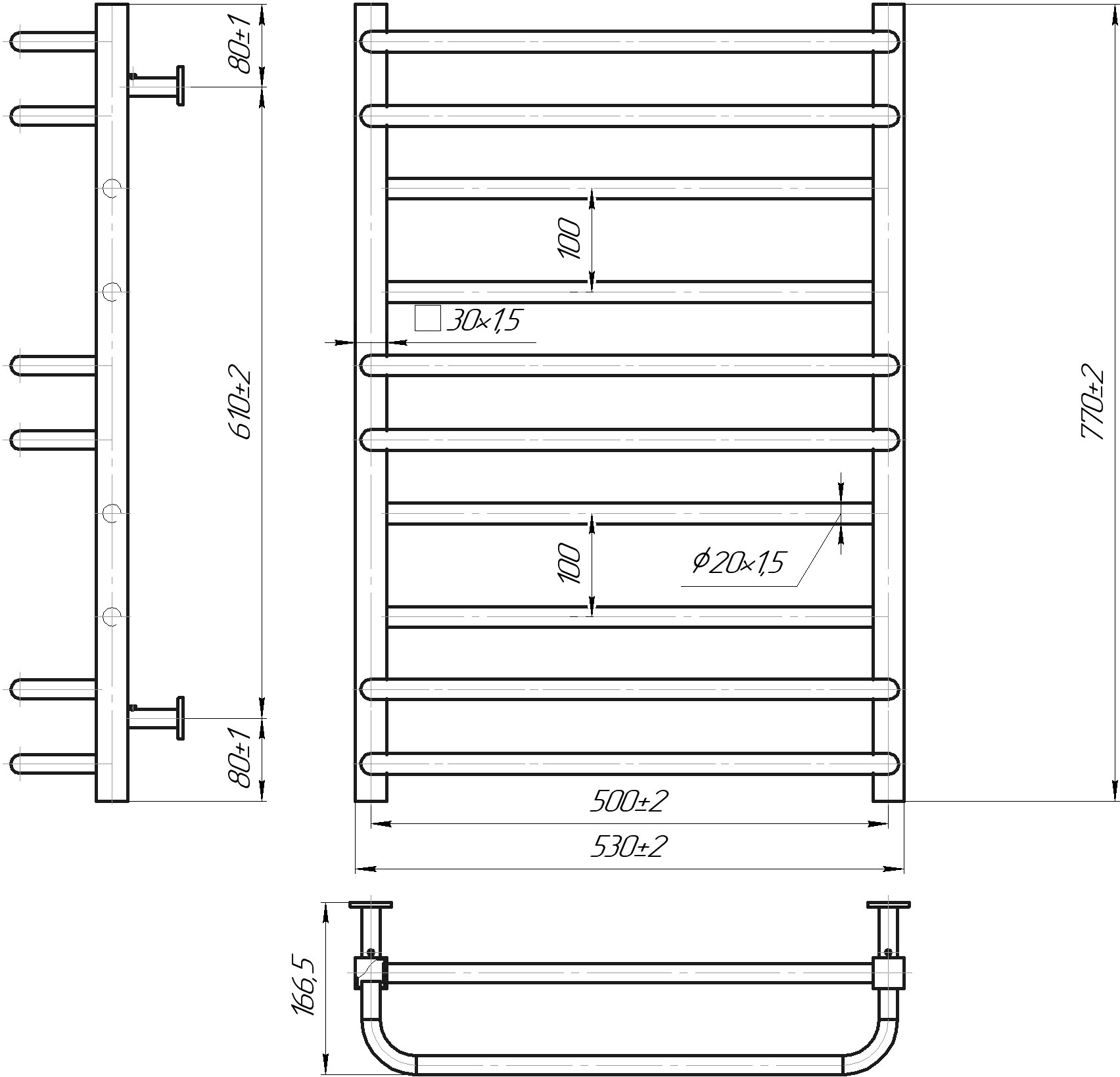 Mario INOX Премиум Люкс 770х540/500 (1.7.044600.P) Габаритные размеры