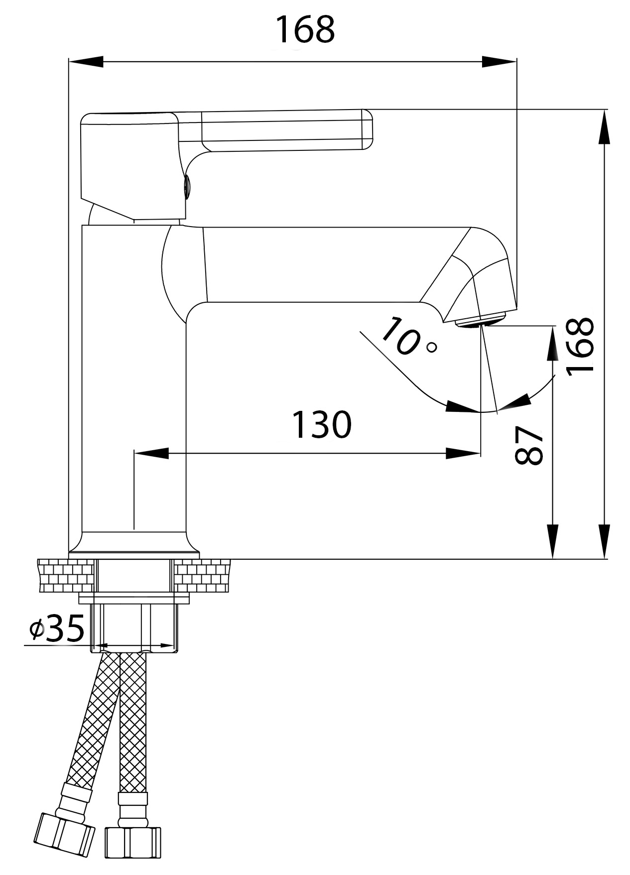 Q-Tap Cardinal QTCAR270CRM45654 Chrome Габаритные размеры