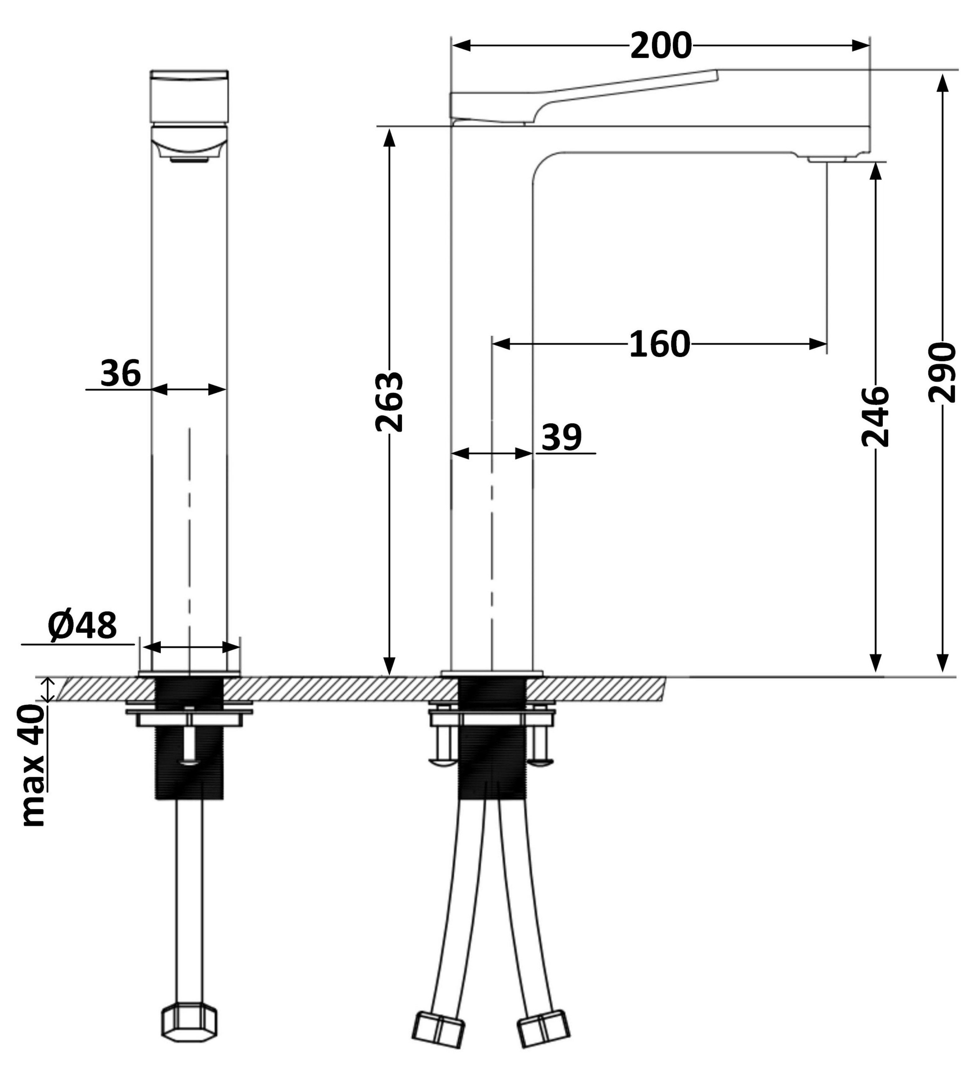 Q-Tap Slavonice высокий QTSLA269GMB45925 Gunmetal Black PVD Габаритные размеры