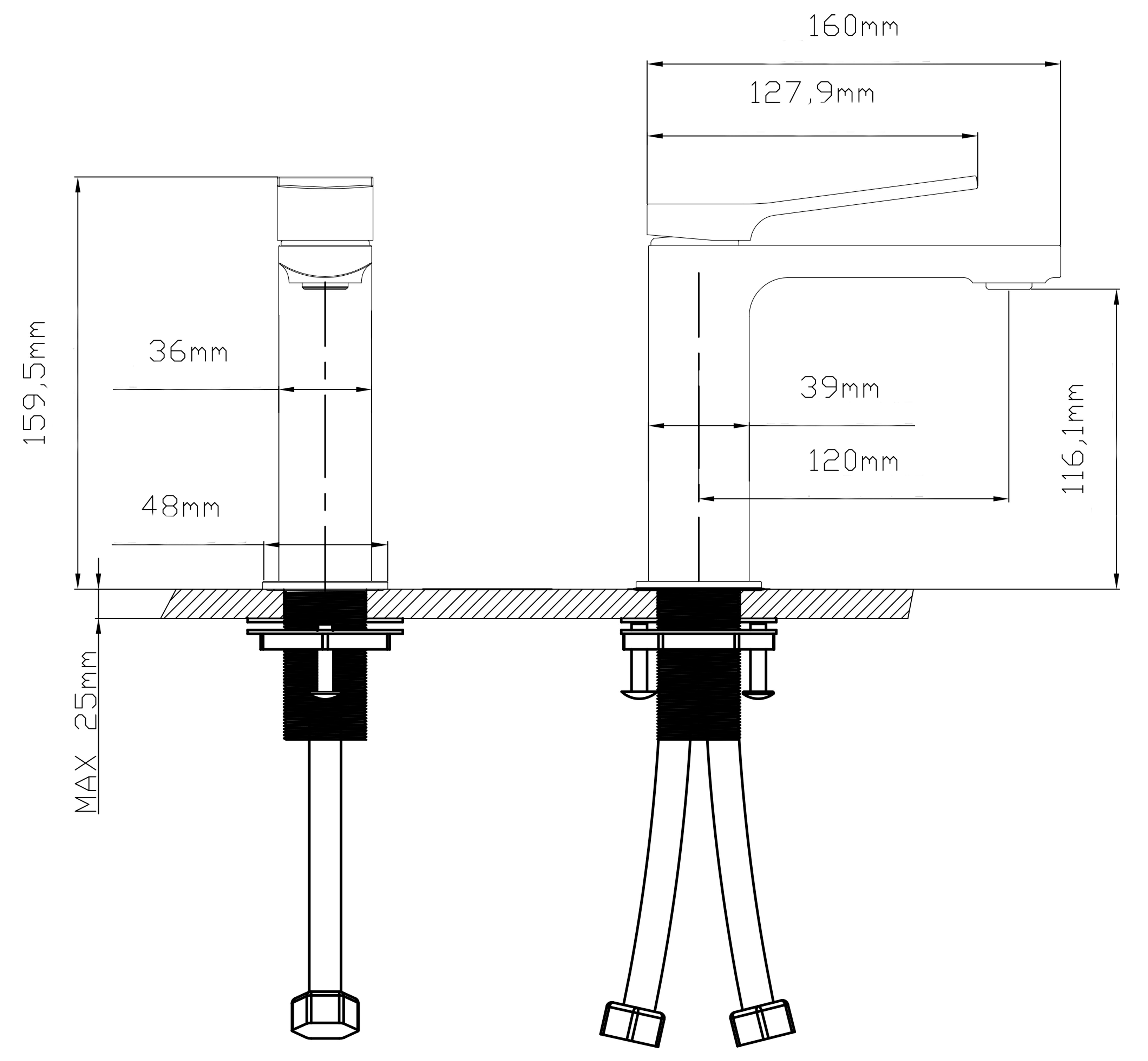 Q-Tap Slavonice QTSLA270GMB45924 Gunmetal Black PVD Габаритные размеры