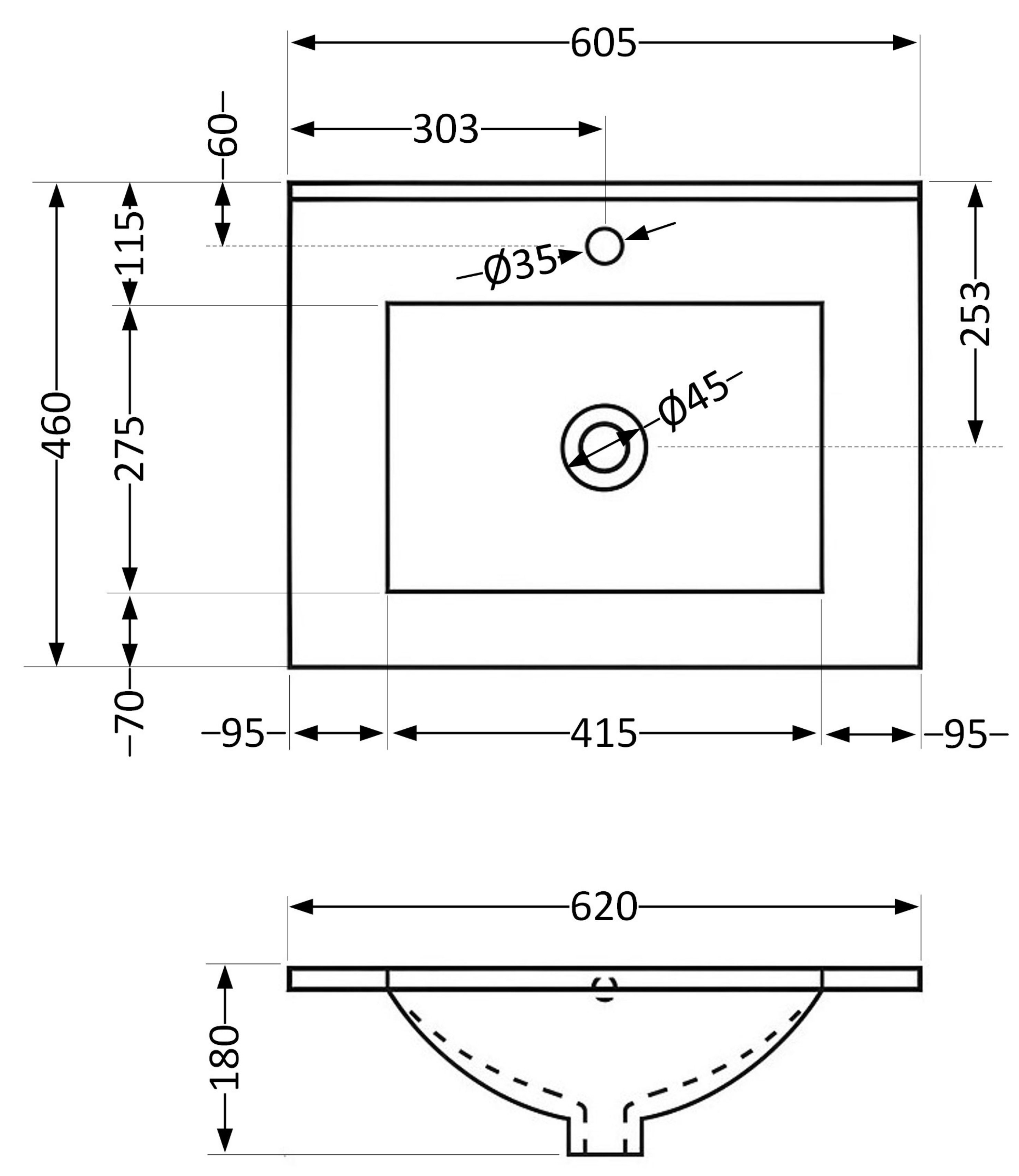 Qtap Albatross QT01113060CW1 Габаритні розміри
