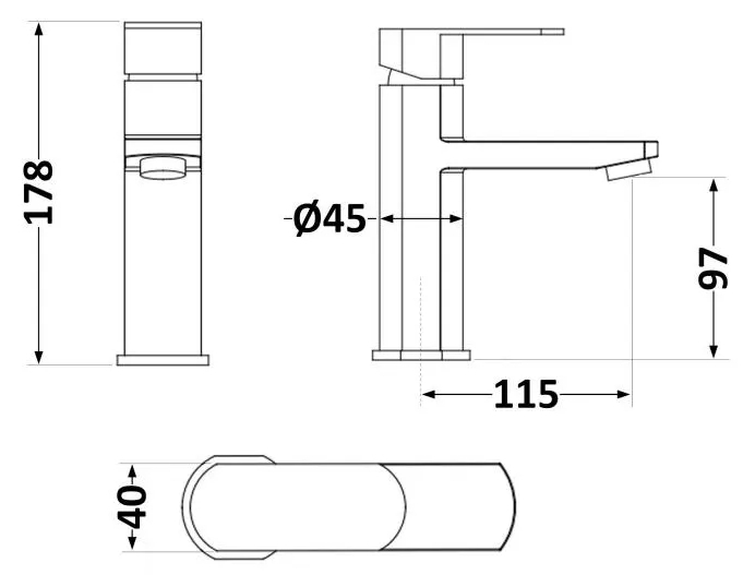 Lidz Luna 001F LDLUN001FNKS46094 Габаритные размеры