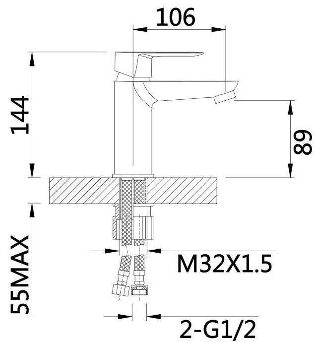 Lidz Latwa 001 LDLAT001CRM45412 Габаритні розміри
