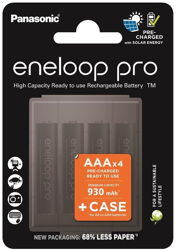 Panasonic Eneloop NI-MH Pro AAA 930 mAh, 4шт. + case