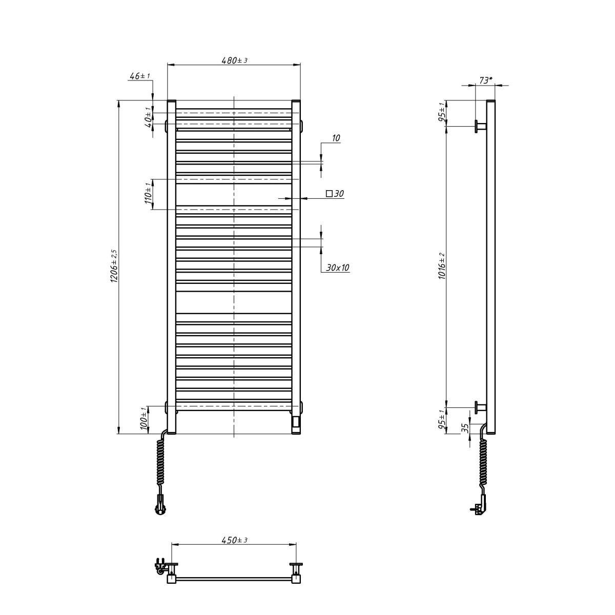 Navin Авангард X 480x1200 Sensor с WI-FI, левостороняя (12-272155-4812) Габаритные размеры