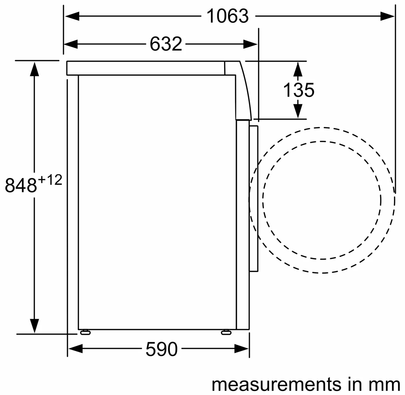 Siemens WG44K2Z0UA Габаритні розміри